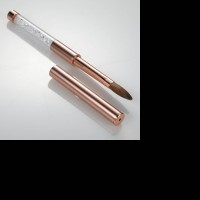 Aokitec Rose Gold Rhinestone 3d Crimped Round Head Pure Kolinsky Acrylic Nail Brush